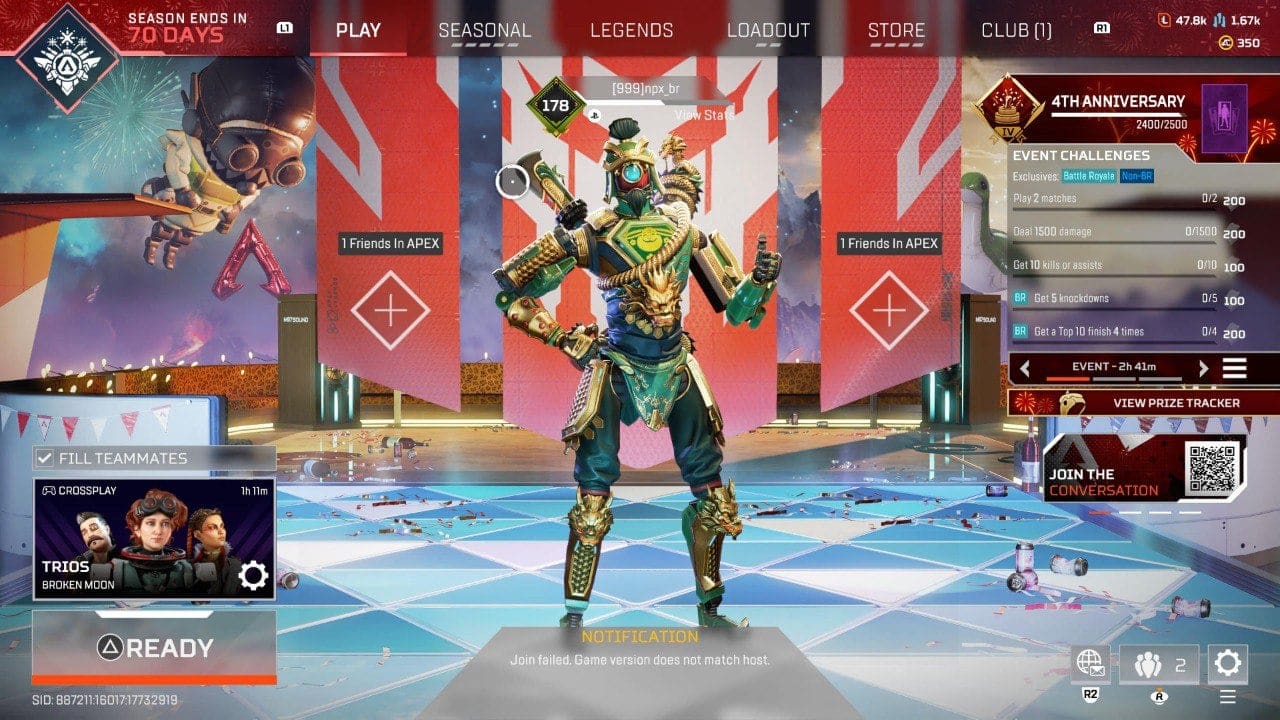 Join failed game version Apex Legends 