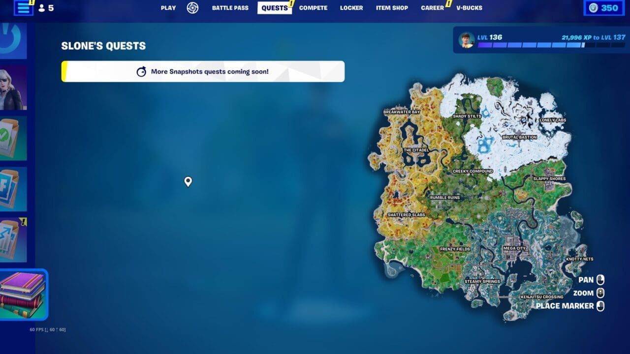 Fortnite snapshot quests not showing