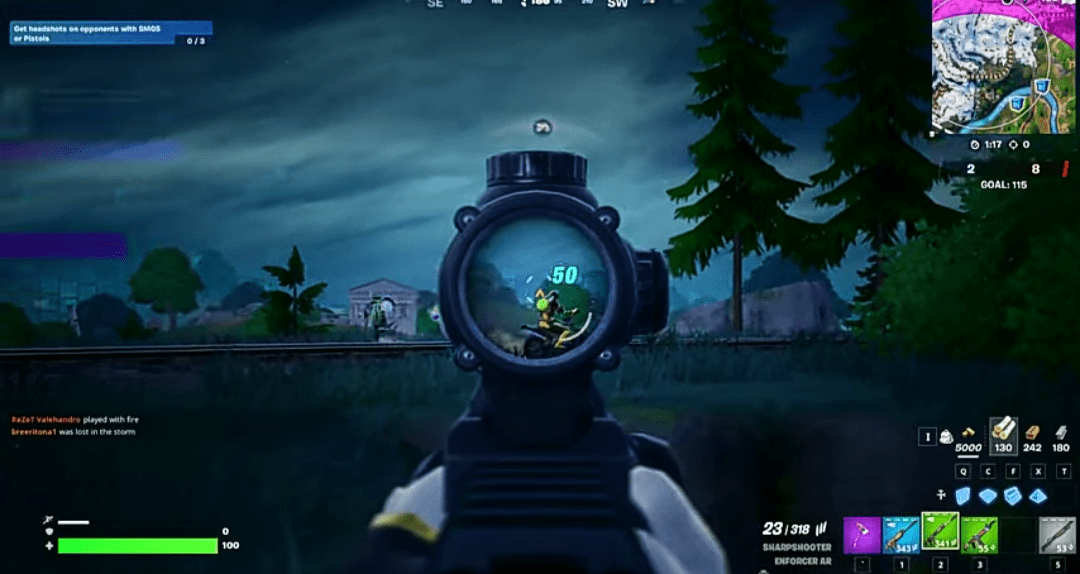 Hit headshots on enemy players with scoped weapons 