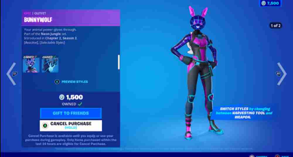 Purchase items or services Fortnite